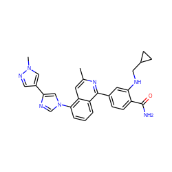 Cc1cc2c(-n3cnc(-c4cnn(C)c4)c3)cccc2c(-c2ccc(C(N)=O)c(NCC3CC3)c2)n1 ZINC000145563534