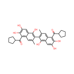 Cc1cc2c(C(=O)C3CCCC3)c(O)c(O)cc2c(O)c1-c1c(C)cc2c(C(=O)C3CCCC3)c(O)c(O)cc2c1O ZINC000059278353