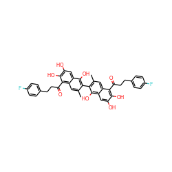 Cc1cc2c(C(=O)CCc3ccc(F)cc3)c(O)c(O)cc2c(O)c1-c1c(C)cc2c(C(=O)CCc3ccc(F)cc3)c(O)c(O)cc2c1O ZINC000164054604