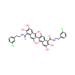 Cc1cc2c(C(=O)NCCc3cccc(Cl)c3)c(O)c(O)cc2c(O)c1-c1c(C)cc2c(C(=O)NCCc3cccc(Cl)c3)c(O)c(O)cc2c1O ZINC000095617418