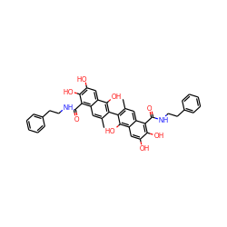 Cc1cc2c(C(=O)NCCc3ccccc3)c(O)c(O)cc2c(O)c1-c1c(C)cc2c(C(=O)NCCc3ccccc3)c(O)c(O)cc2c1O ZINC000049639264