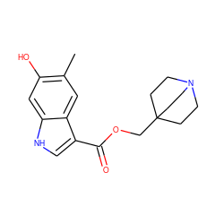 Cc1cc2c(C(=O)OCC34CCN(CC3)CC4)c[nH]c2cc1O ZINC001772585175