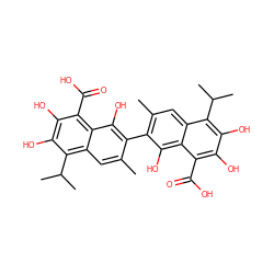 Cc1cc2c(C(C)C)c(O)c(O)c(C(=O)O)c2c(O)c1-c1c(C)cc2c(C(C)C)c(O)c(O)c(C(=O)O)c2c1O ZINC000026491173