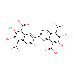 Cc1cc2c(C(C)C)c(O)c(O)c(C(=O)O)c2cc1-c1ccc2c(C(C)C)c(O)c(O)c(C(=O)O)c2c1 ZINC000653806060