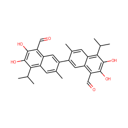 Cc1cc2c(C(C)C)c(O)c(O)c(C=O)c2cc1-c1cc2c(C=O)c(O)c(O)c(C(C)C)c2cc1C ZINC000013603187