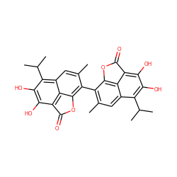 Cc1cc2c(C(C)C)c(O)c(O)c3c2c(c1-c1c(C)cc2c(C(C)C)c(O)c(O)c4c2c1OC4=O)OC3=O ZINC000013435906