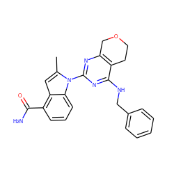 Cc1cc2c(C(N)=O)cccc2n1-c1nc2c(c(NCc3ccccc3)n1)CCOC2 ZINC000653802055