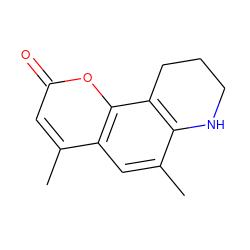 Cc1cc2c(C)cc(=O)oc2c2c1NCCC2 ZINC000000227510