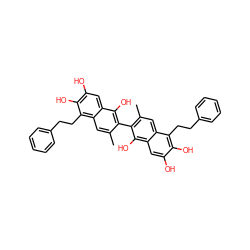 Cc1cc2c(CCc3ccccc3)c(O)c(O)cc2c(O)c1-c1c(C)cc2c(CCc3ccccc3)c(O)c(O)cc2c1O ZINC000042919914