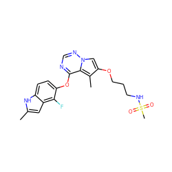 Cc1cc2c(F)c(Oc3ncnn4cc(OCCCNS(C)(=O)=O)c(C)c34)ccc2[nH]1 ZINC000003937947