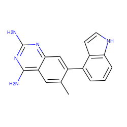 Cc1cc2c(N)nc(N)nc2cc1-c1cccc2[nH]ccc12 ZINC000141008188