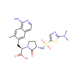 Cc1cc2c(N)nccc2cc1C[C@H](C(=O)O)N1CC[C@H](NS(=O)(=O)c2cnc(N(C)C)s2)C1=O ZINC000142506848