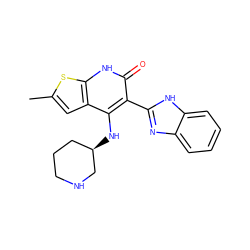 Cc1cc2c(N[C@@H]3CCCNC3)c(-c3nc4ccccc4[nH]3)c(=O)[nH]c2s1 ZINC000299823038