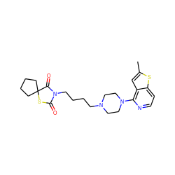 Cc1cc2c(N3CCN(CCCCN4C(=O)SC5(CCCC5)C4=O)CC3)nccc2s1 ZINC000034186865