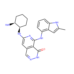 Cc1cc2c(Nc3nc(N[C@@H]4CCCC[C@@H]4N)cc4cn[nH]c(=O)c34)cccc2[nH]1 ZINC000147026681