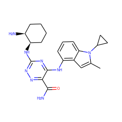 Cc1cc2c(Nc3nc(N[C@@H]4CCCC[C@@H]4N)nnc3C(N)=O)cccc2n1C1CC1 ZINC000224408677