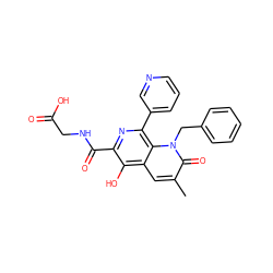 Cc1cc2c(O)c(C(=O)NCC(=O)O)nc(-c3cccnc3)c2n(Cc2ccccc2)c1=O ZINC000169710898