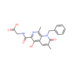 Cc1cc2c(O)c(C(=O)NCC(=O)O)nc(C)c2n(Cc2ccccc2)c1=O ZINC000169710893