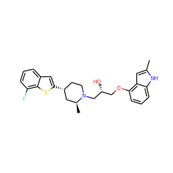 Cc1cc2c(OC[C@@H](O)CN3CC[C@@H](c4cc5cccc(F)c5s4)C[C@@H]3C)cccc2[nH]1 ZINC000013587186