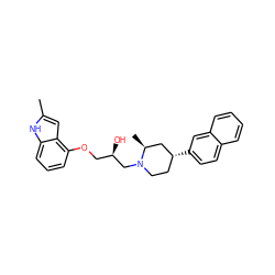 Cc1cc2c(OC[C@@H](O)CN3CC[C@@H](c4ccc5ccccc5c4)C[C@@H]3C)cccc2[nH]1 ZINC000095607318