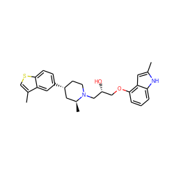 Cc1cc2c(OC[C@@H](O)CN3CC[C@@H](c4ccc5scc(C)c5c4)C[C@@H]3C)cccc2[nH]1 ZINC000033999211