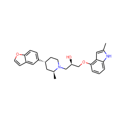 Cc1cc2c(OC[C@H](O)CN3CC[C@@H](c4ccc5occc5c4)C[C@@H]3C)cccc2[nH]1 ZINC000026578443