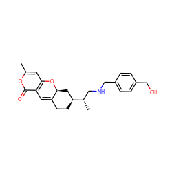 Cc1cc2c(c(=O)o1)C=C1CC[C@H]([C@@H](C)CNCc3ccc(CO)cc3)C[C@@H]1O2 ZINC000095557227