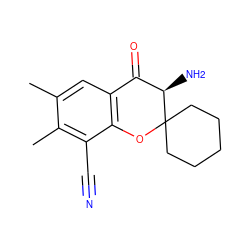 Cc1cc2c(c(C#N)c1C)OC1(CCCCC1)[C@H](N)C2=O ZINC000063539705