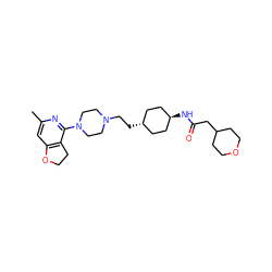 Cc1cc2c(c(N3CCN(CC[C@H]4CC[C@H](NC(=O)CC5CCOCC5)CC4)CC3)n1)CCO2 ZINC000261157570