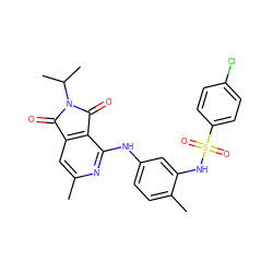 Cc1cc2c(c(Nc3ccc(C)c(NS(=O)(=O)c4ccc(Cl)cc4)c3)n1)C(=O)N(C(C)C)C2=O ZINC000103236921