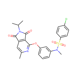 Cc1cc2c(c(Oc3cccc(N(C)S(=O)(=O)c4ccc(Cl)cc4)c3)n1)C(=O)N(C(C)C)C2=O ZINC000103236913