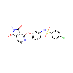 Cc1cc2c(c(Oc3cccc(NS(=O)(=O)c4ccc(Cl)cc4)c3)n1)C(=O)N(C)C2=O ZINC000103236936