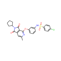 Cc1cc2c(c(Oc3cccc(NS(=O)(=O)c4ccc(Cl)cc4)c3)n1)C(=O)N(C1CCCC1)C2=O ZINC000103236944