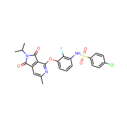 Cc1cc2c(c(Oc3cccc(NS(=O)(=O)c4ccc(Cl)cc4)c3F)n1)C(=O)N(C(C)C)C2=O ZINC000103236866