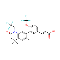 Cc1cc2c(cc1-c1cc(/C=C/C(=O)O)ccc1OC(F)(F)F)N(CC(F)(F)F)C(=O)CC2(C)C ZINC000028952497