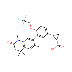 Cc1cc2c(cc1-c1cc([C@@H]3C[C@@H]3C(=O)O)ccc1OCC(F)(F)F)N(C)C(=O)CC2(C)C ZINC000028952285