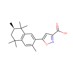 Cc1cc2c(cc1-c1cc(C(=O)O)no1)C(C)(C)[C@H](C)CC2(C)C ZINC000013557582