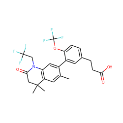 Cc1cc2c(cc1-c1cc(CCC(=O)O)ccc1OC(F)(F)F)N(CC(F)(F)F)C(=O)CC2(C)C ZINC000028952256