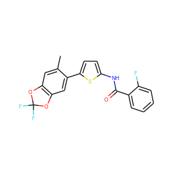 Cc1cc2c(cc1-c1ccc(NC(=O)c3ccccc3F)s1)OC(F)(F)O2 ZINC000114456062