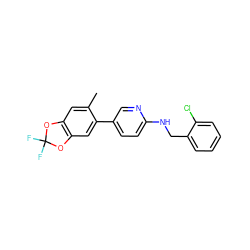 Cc1cc2c(cc1-c1ccc(NCc3ccccc3Cl)nc1)OC(F)(F)O2 ZINC000207720678