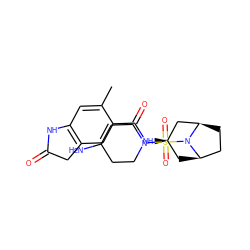 Cc1cc2c(cc1C(=O)N[C@@H]1C[C@@H]3CC[C@H](C1)N3S(=O)(=O)N1CCC(N)CC1)CC(=O)N2 ZINC000653842863