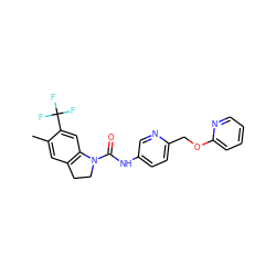 Cc1cc2c(cc1C(F)(F)F)N(C(=O)Nc1ccc(COc3ccccn3)nc1)CC2 ZINC000029551209