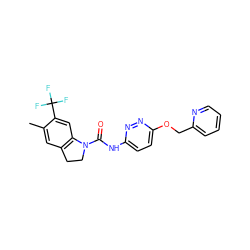 Cc1cc2c(cc1C(F)(F)F)N(C(=O)Nc1ccc(OCc3ccccn3)nn1)CC2 ZINC000029488313