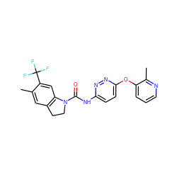 Cc1cc2c(cc1C(F)(F)F)N(C(=O)Nc1ccc(Oc3cccnc3C)nn1)CC2 ZINC000000579014