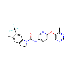 Cc1cc2c(cc1C(F)(F)F)N(C(=O)Nc1ccc(Oc3cncnc3C)nc1)CC2 ZINC000029548029