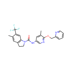 Cc1cc2c(cc1C(F)(F)F)N(C(=O)Nc1cnc(OCc3ccccn3)c(C)c1)CC2 ZINC000000578774