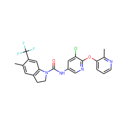 Cc1cc2c(cc1C(F)(F)F)N(C(=O)Nc1cnc(Oc3cccnc3C)c(Cl)c1)CC2 ZINC000029553599