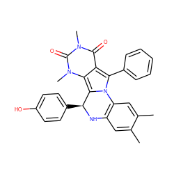 Cc1cc2c(cc1C)-n1c(-c3ccccc3)c3c(=O)n(C)c(=O)n(C)c3c1[C@H](c1ccc(O)cc1)N2 ZINC000020898557