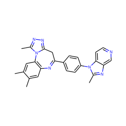 Cc1cc2c(cc1C)-n1c(C)nnc1CC(c1ccc(-n3c(C)nc4cnccc43)cc1)=N2 ZINC000013743152