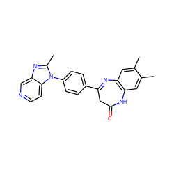 Cc1cc2c(cc1C)NC(=O)CC(c1ccc(-n3c(C)nc4cnccc43)cc1)=N2 ZINC000013743140